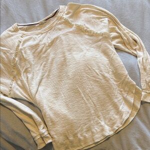 Anthropologie Ivory Ruffle Sleeve Top